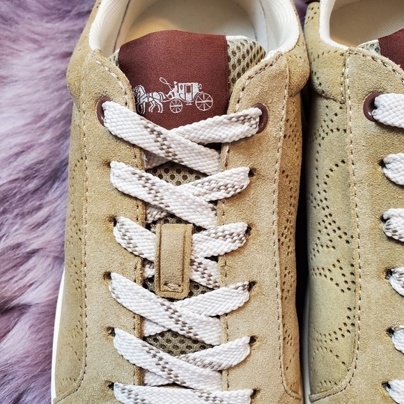 COACH Clip Low Top Sneakers sz 7 signature leather - Picture 5 of 7